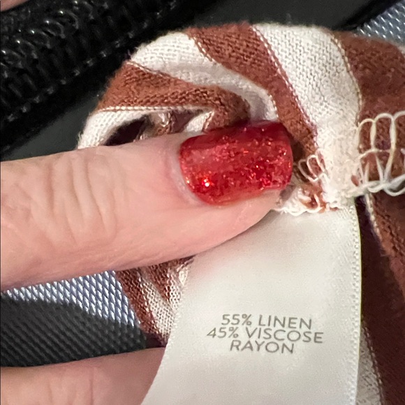 J. Jill Burgundy and White Striped V-Neck Tee - Picture 11 of 11